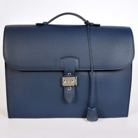 H668 Hermes Sac Depeche 38 centimetri Cartella Clemence Dark Blue